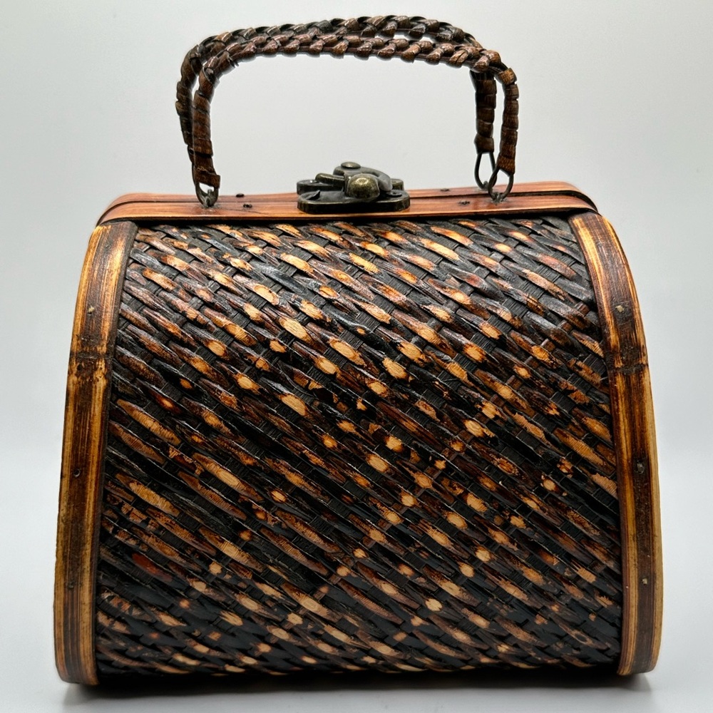 Elegant Wooden Woven Handbag Vintage Boho